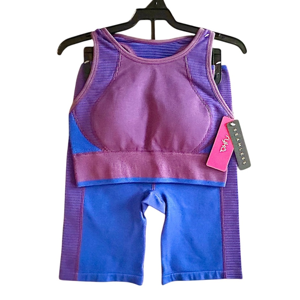 Ryka Purple and Blue Activewear 2 Pc Set Small Workout Yoga NEW